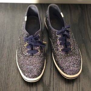 Keds x Kate Spade navy glitter sneakers size 7.5